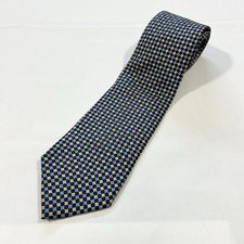 Zadi Andrew  s Ties Mens Necktie Tie Blue Yellow 100 Silk Italy Check Stars EUC