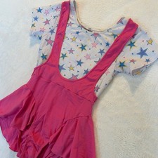 Vintage Body Motion Girls Skirted Leotard Star Print 80s 90s Dance Gymnast 12/14