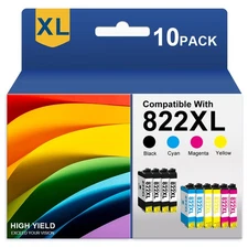 10PK 822XL T822 XL Ink Cartridge For Epson WorkForce Pro WF-4833 WF-4834 WF-4820