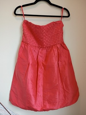 Calypso St. Barth Silk Coral Mini Dress Strapless Bubble Hem Resort Size Medium