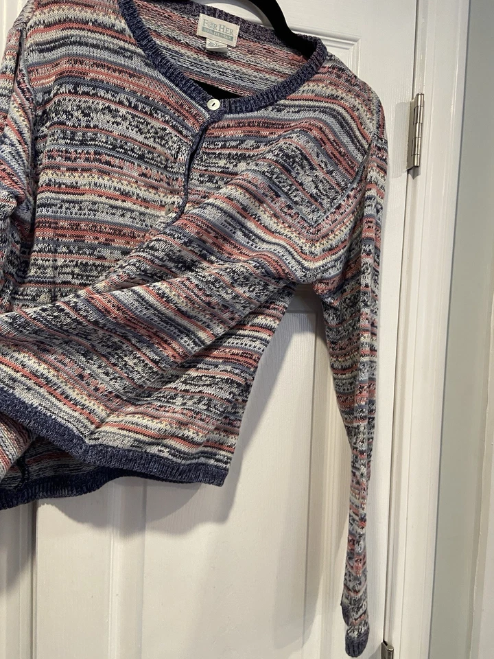 Cárdigan De Colección Para Ella Van Heusen Talla L Algodón Ramie Isla Justa Perla Botón Frontal Foto 2 de 4