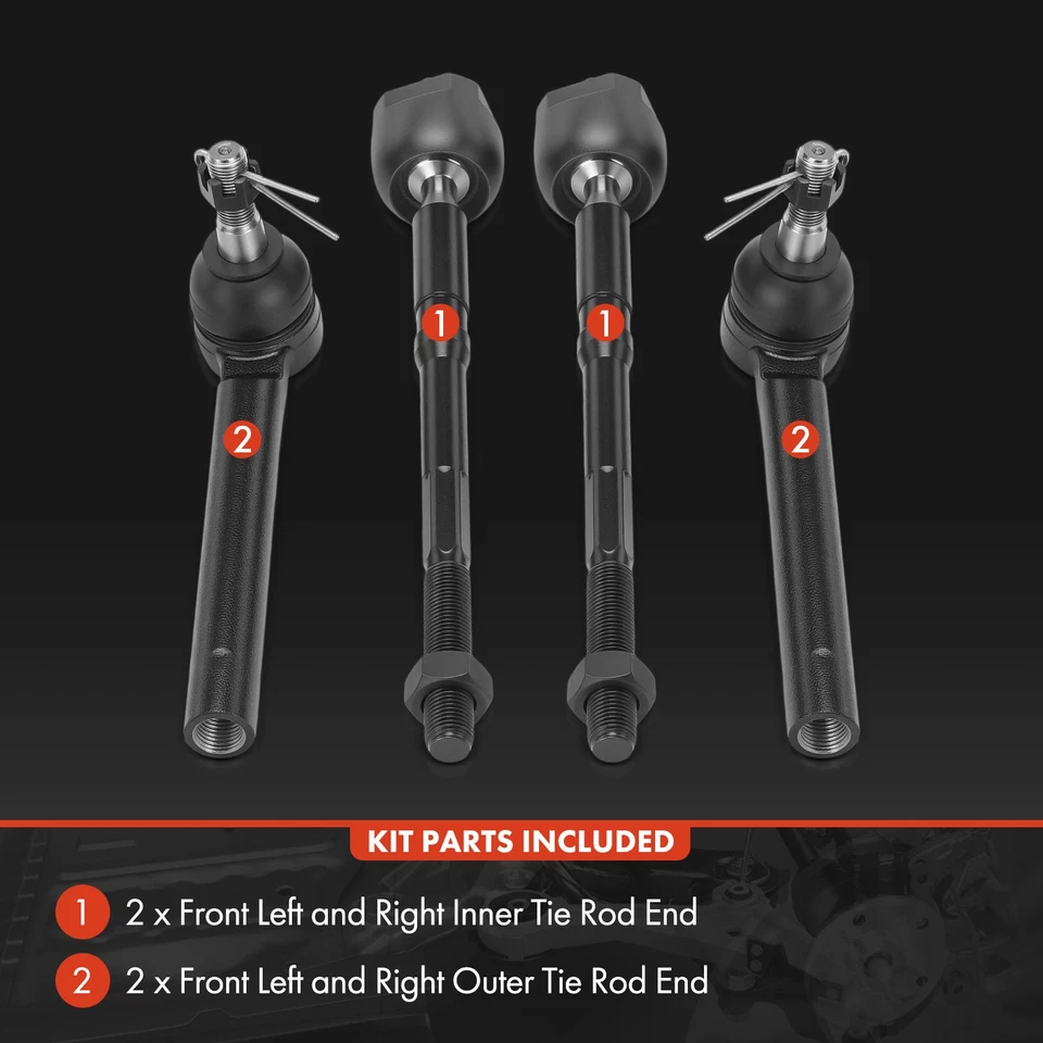 4Pcs Front Left & Right Inner and Outer Tie Rod End for Mazda CX-9 CX9 2016-2023 Foto 3 de 4