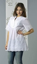 Bacci Clothing, Peasant Blouse, Button Collar with Knitted Accents - Natalie