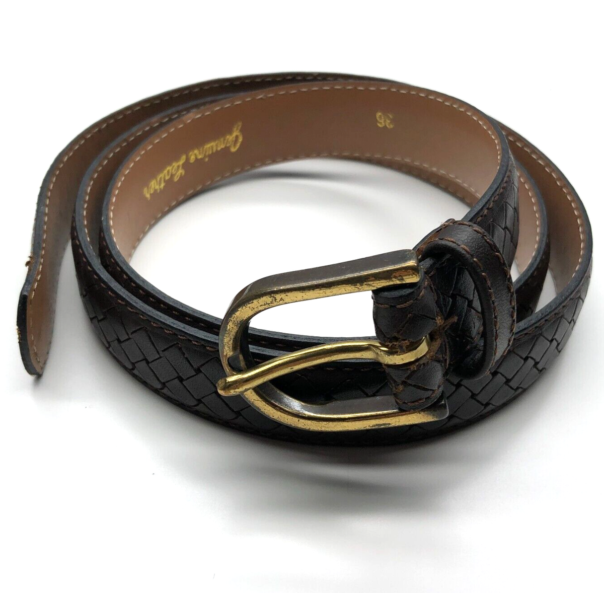 Unbranded Braided Dress Belt Brown Womens Sz 36 Genuine Leather 1" | eBay