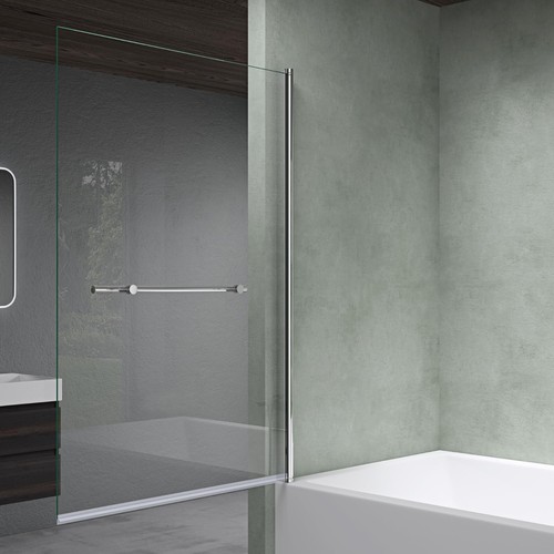 Bath Shower Screen Glass Bathroom 180° Folding Pivot Single Panel & Towel Rail - Picture 4 of 29