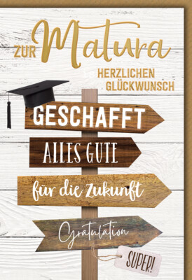 Matura Wegweiser geschafft alles Gute für die Zukunft Gratulation Glückwunschkar