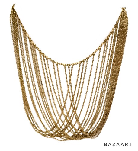 Vintage Multi-Chain Drape BIB Necklace Layered 20" Costume Fashion Statement - 第 3/24 張圖片