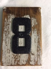 Rustic Reclaimed Wood House Number with Black Aluminum Number  8