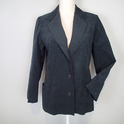 Gino Rossi wilson  Union Made Ultra Suede Women s black Open Blazer Sz 12