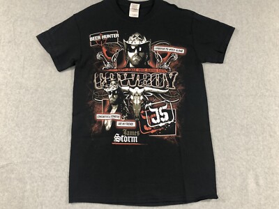 James Storm Impact Wrestling Cowboy Beer Hunter Sorry T Shirt Small Black TNA