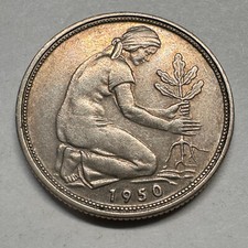 1950 Germany 50 Pfennig - F - Beautiful Coin - #A-065-B