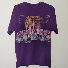 Vintage Screen Stars Las Vegas T-Shirt Size Large Purple Single Stitch