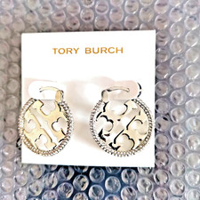 Tory Burch roundness silver Zircon inlay Earrings