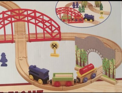 Figure Wooden 35 Piece Train Set First Learning Pretend Play Toy