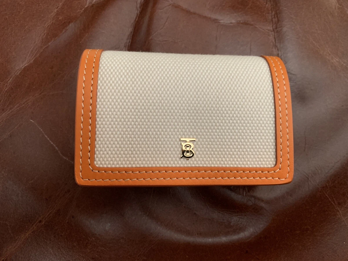 Women s Burberry Wallet with Shoulder Chain Strap Made In Italy Orange Leather