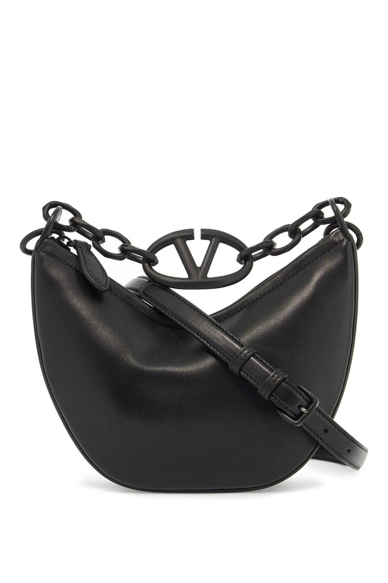 ショルダーバッグ・ポシェット VALENTINO FW24 VLOGO MOON BAG FRINGES (5W0B0Q43VHU 0NO) Vlogo Moon Mini Hobo Bag In Nappa Leather With Chain for