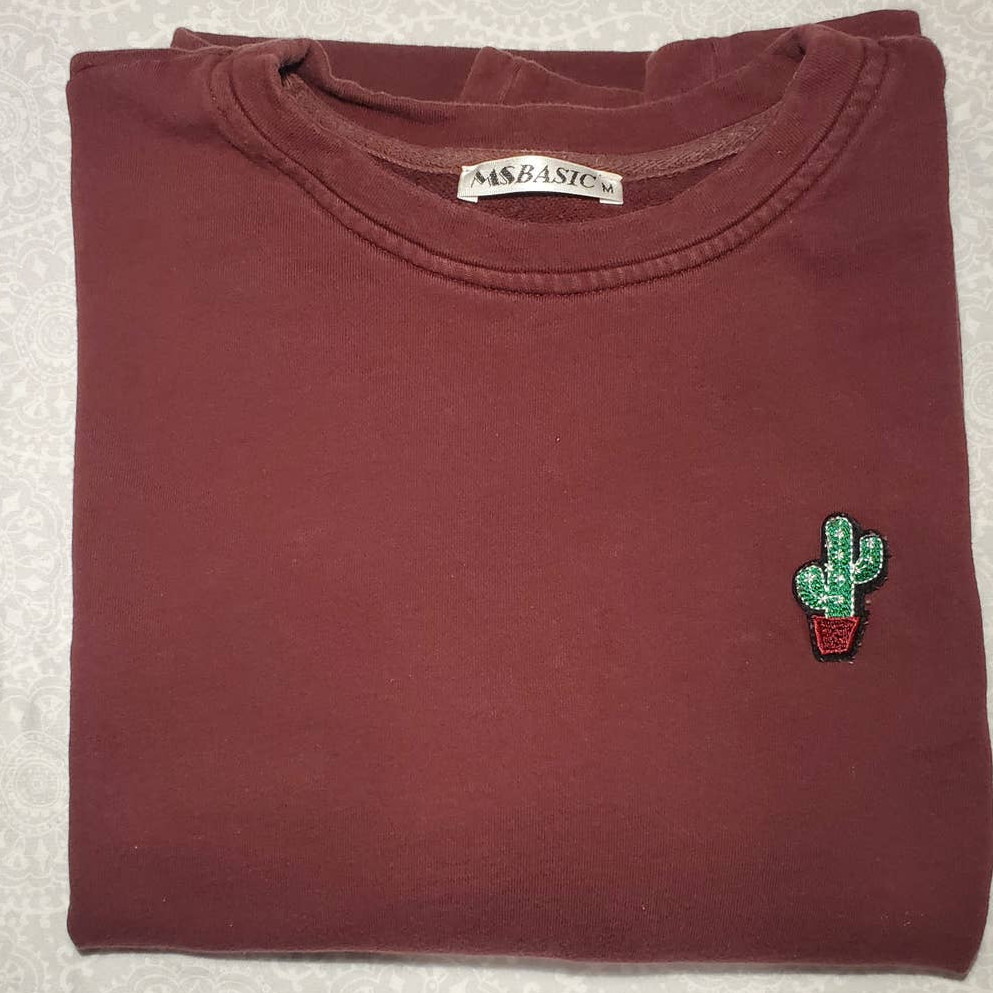 MS Basic Pullover Sweater with Cactus Patch Medium - image 3