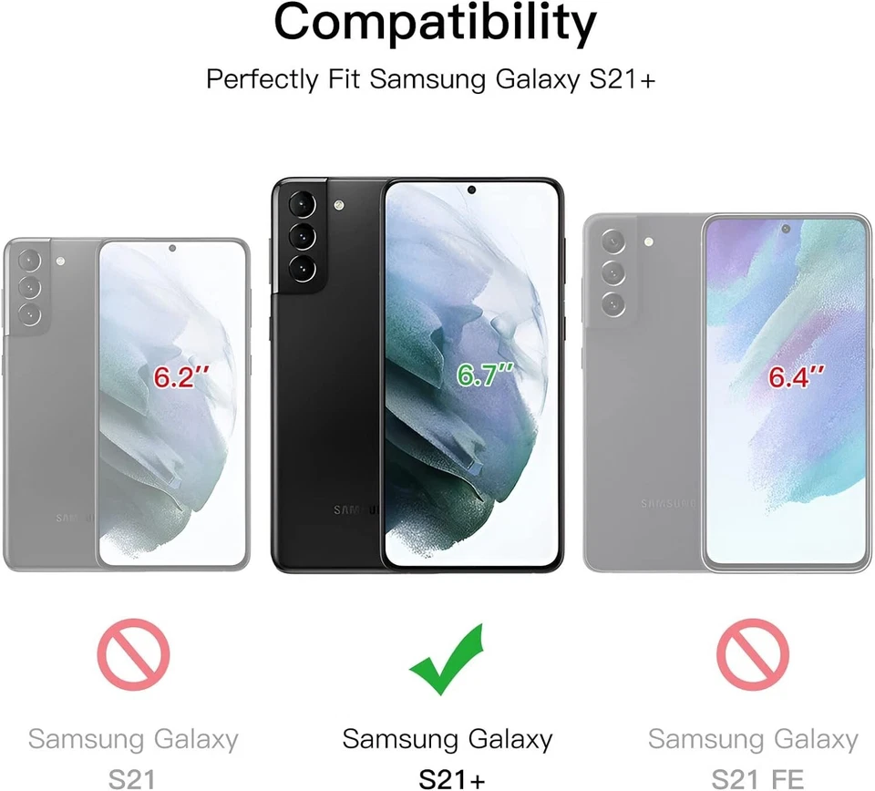 4X Protector de pantalla de vidrio templado premium amigable con la funda para Samsung Galaxy S21+ Foto 3 de 4