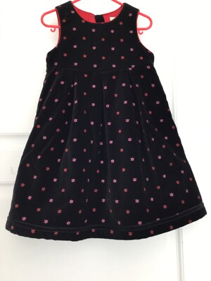 Toddler Girl Christmas Jumper Dress Sz 4 4T Black Velvet Floral Lined Old  Navy | eBay