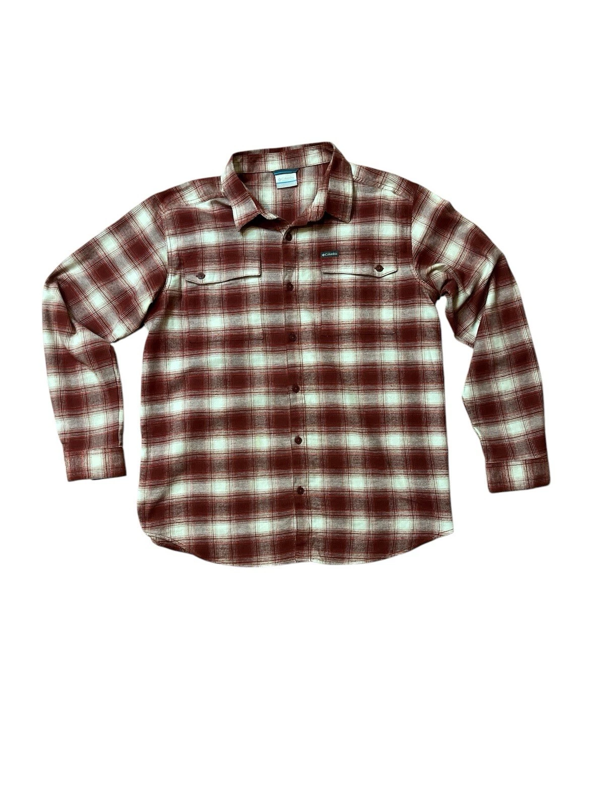 Columbia Large Flannel Outdoor Shirt Red Brown Plaid Button Front Cotton Blend
Opens in a new window