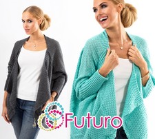 New Ladies Stunning Knitted Cardigan With Pockets Batwing Jacket Size 8-12 Fas18