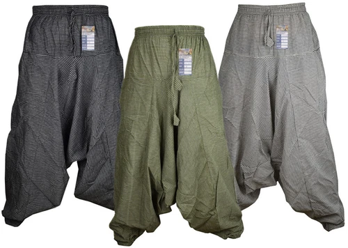 Striped Cotton Lightweight Men's Harem Wide Leg Aladdin Trousers Pants