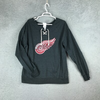 NHL Detroit Red Wings Womens Pullover Drawstring Long Sleeve Hockey LG