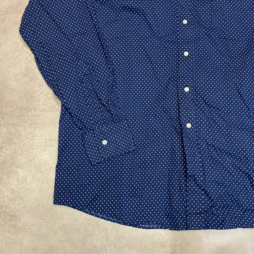 Tommy Hilfiger Shirt Mens XL Y2K Long Sleeve Button Up Polka Dot Top, Blue - Image 4 of 4