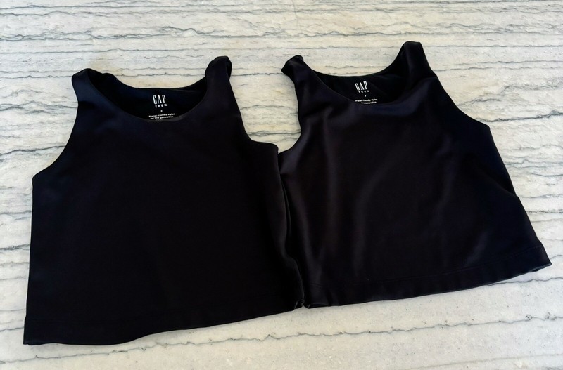 Lot of 2 - GapFit Teen(Girls) Black Active Cropped Tank Tops Size 8