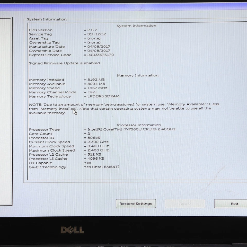 DELL XPS 13 9360 13.3" FHD CORE i7-7560U 8GB 256GB SSD W10 T6-B6 - Image 2 of 4