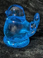 Vintage Blue Bird of Happiness Art Glass Handmade Paperweight Leo Ward 1990