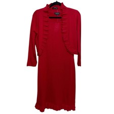 Tahari Arthur Levine Dress Set Womens XL Knit 2 Piece Wool Blend W/Sweater Top