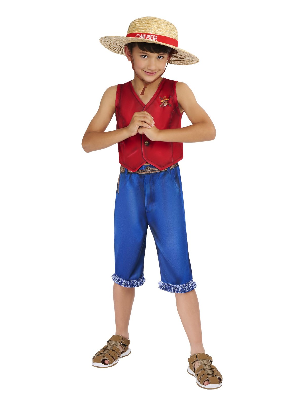 Déguisement Luffy One Piece pour enfant de 9 à 10 ans en tissu rouge