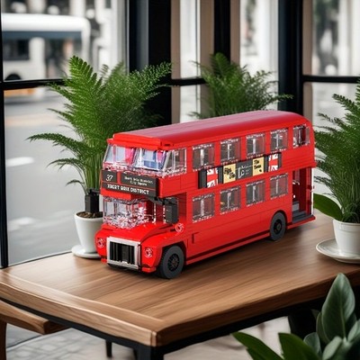 Kinder Xbert MOC London rot Doppel Becker Bus Baustein Set