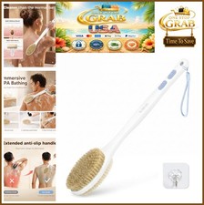 Back Scrubber for Shower Long Handle 17 Inch Double Sided Natural Nylon