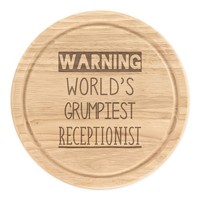 Warnung World's Grumpiest Rezeptionist Rund Zerkleinern KäSebrett Best Lustig