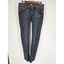 Cache Women's Blue Button Closer Low Rise Straight Leg Cotton Jeans Size 2