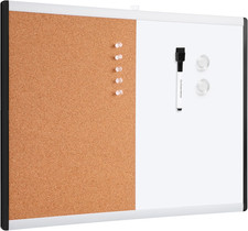 Magnetic Dry Erase Whiteboard Cork Board Combo, Double-Sided, Lightweight, Eas