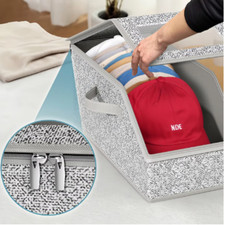 1/2x Stackable Hat Storage Organizer for Baseball Caps 24 Caps Hat Box with Lid