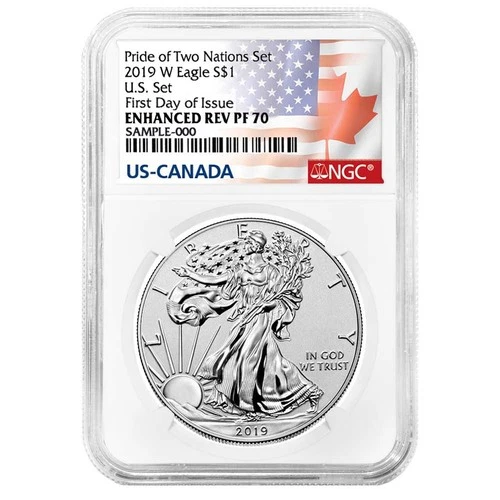 2019-W Reverse Proof $1 American Silver Eagle NGC PF70 FDI Flags Label Pride of