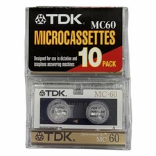 TDK MC60 Microcassette Tapes 10 Pack Blank Media Vintage New Sealed
