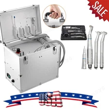 Portable Dental Mobile Delivery Unit Air Compressor Handhold Case+handpiece Kit