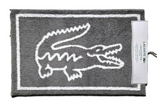 NEW LACOSTE DARK GRAY,WHITE POLYESTER LEGEND BATH RUG CARPET,FLOOR MAT -20"x32"
