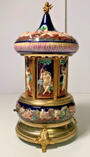 Vintage Reuge Capodimonte Italy Cherub Music Carousel Cigarette/Lipstick Holder