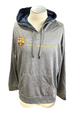 FCB Barcelona Hoodie Mens XL Grey Soccer Pullover Sweatshirt 