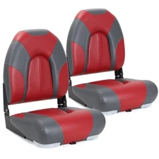 NORTHCAPTAIN Deluxe Charcoal/Red High Back Folding Boat Seat, 2 Seats