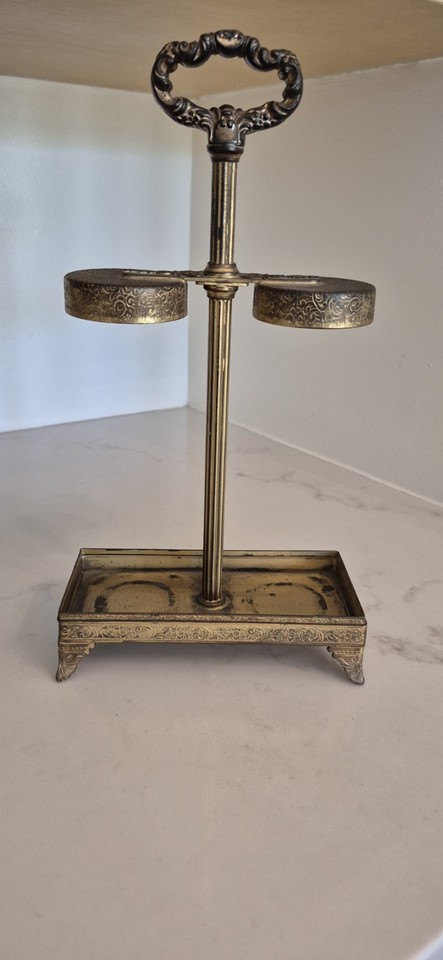 A genuine Art Nouveau brass inkwell and pen caddy from Apollo Studios NY — the kind of desk piece that makes visitors stop and ask 'where did you get that?'