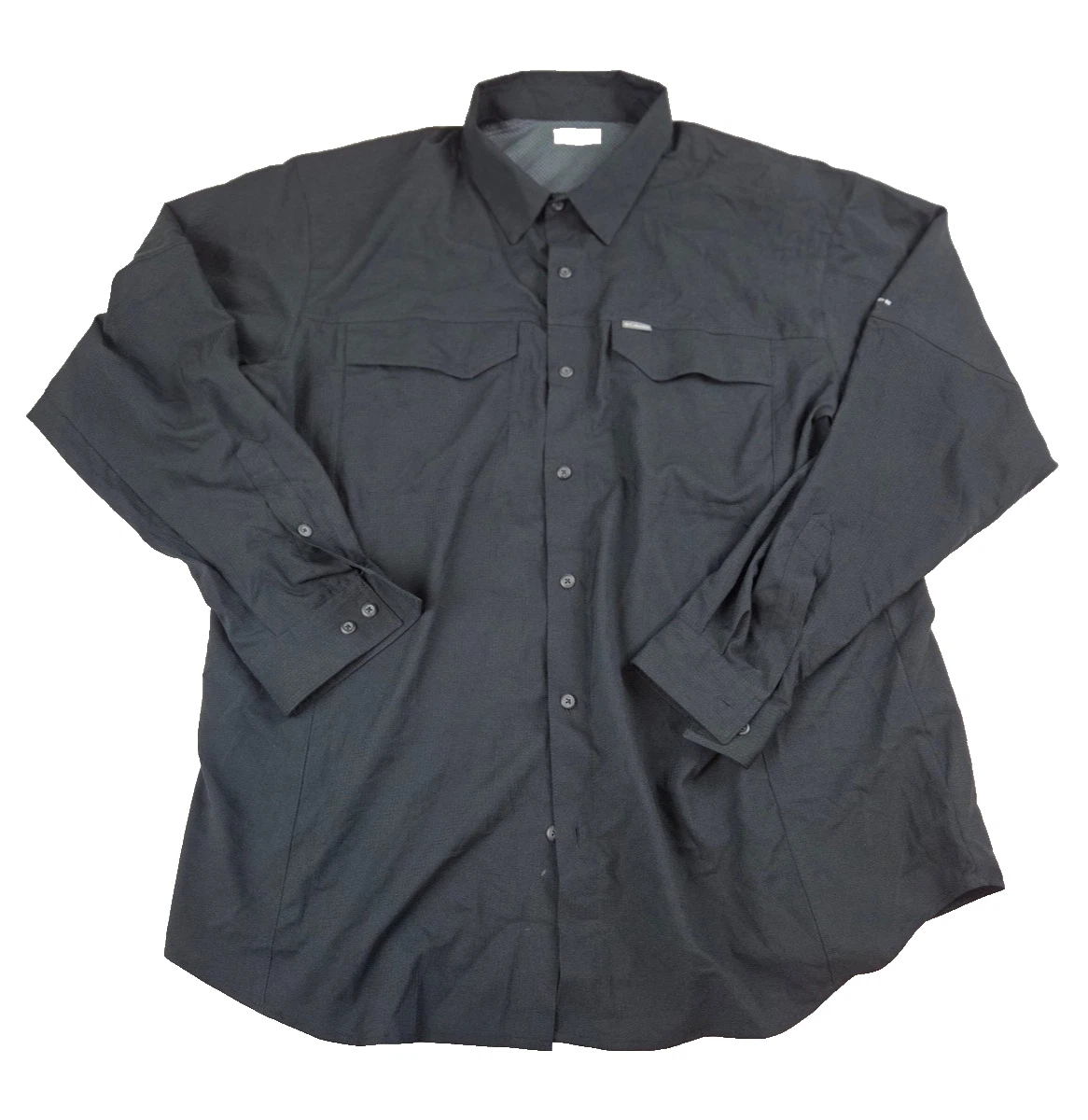 Columbia Mens Shirt XL Black Solid Vented Long Sleeve Fishing Hiking