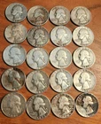Lot of 20 Silver Washington Quarters in the 1950's - Free Ship - 3.616 oz SILVER