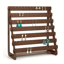 Vintage Wooden Earring Holder Jewelry Display Stand Organizer Stud Hook Rack